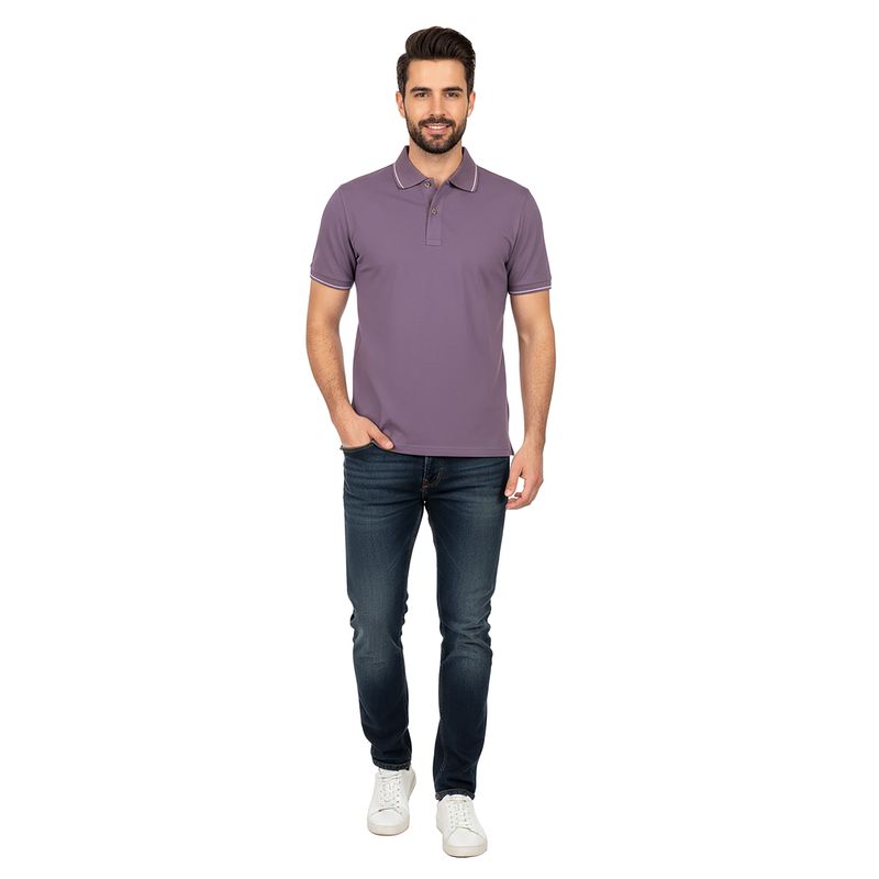 Piacenza Pure Cotton Soft Mauve Short Sleeve Polo Shirt